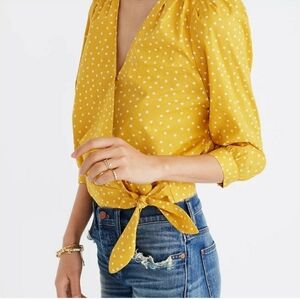 Madewell Womens Star Scatter Wrap Crop Top Cotton Yellow Size M Vibrant Beachy